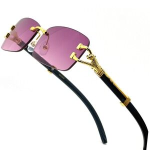 Men Sunglasses Hip Hop Shades Metal Gold Aviator Rapper Square Purple Lentes New